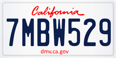 CA license plate 7MBW529