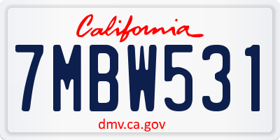 CA license plate 7MBW531