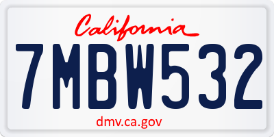 CA license plate 7MBW532