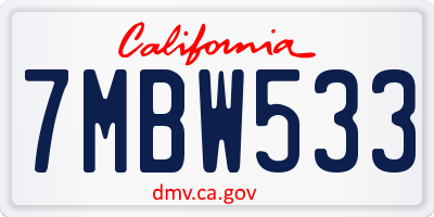 CA license plate 7MBW533