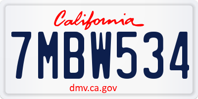 CA license plate 7MBW534