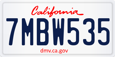 CA license plate 7MBW535