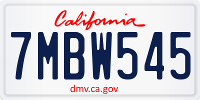 CA license plate 7MBW545