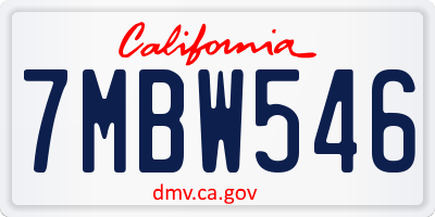CA license plate 7MBW546