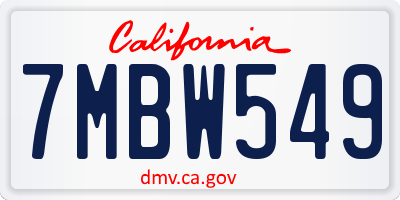 CA license plate 7MBW549