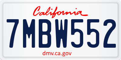 CA license plate 7MBW552