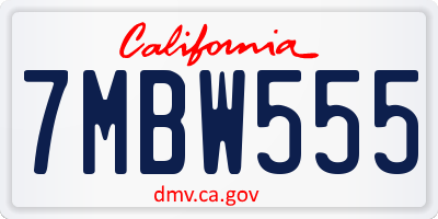 CA license plate 7MBW555
