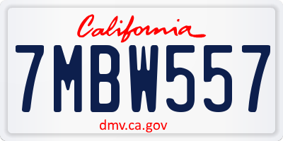 CA license plate 7MBW557