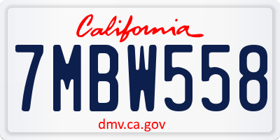 CA license plate 7MBW558