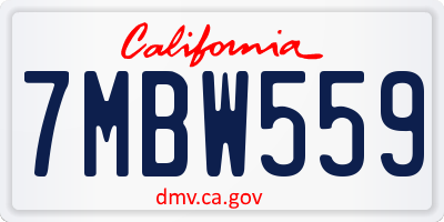 CA license plate 7MBW559