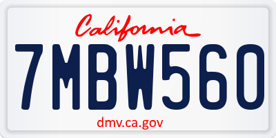CA license plate 7MBW560