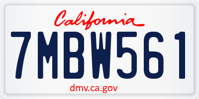 CA license plate 7MBW561