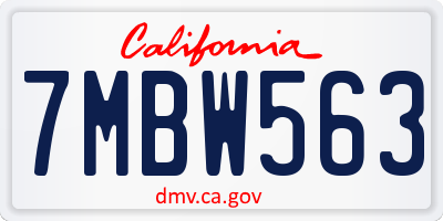 CA license plate 7MBW563