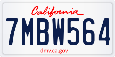 CA license plate 7MBW564