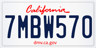 CA license plate 7MBW570