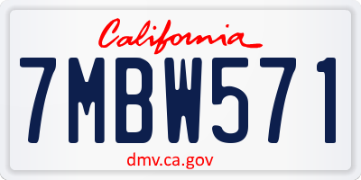 CA license plate 7MBW571