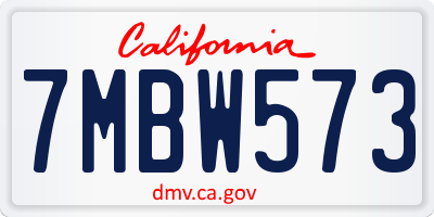 CA license plate 7MBW573