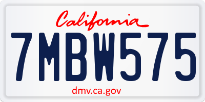 CA license plate 7MBW575