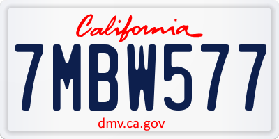 CA license plate 7MBW577
