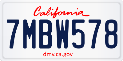 CA license plate 7MBW578