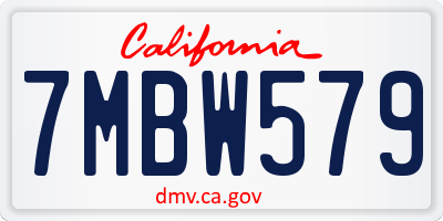 CA license plate 7MBW579