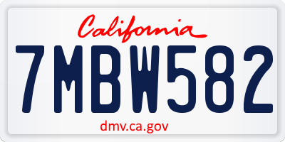 CA license plate 7MBW582