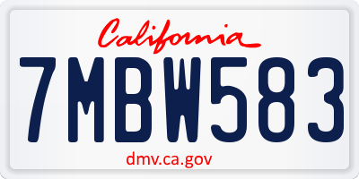 CA license plate 7MBW583