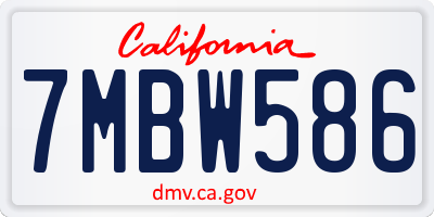 CA license plate 7MBW586