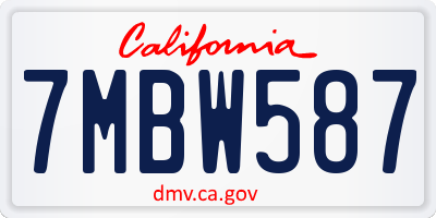 CA license plate 7MBW587