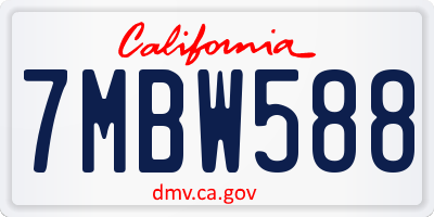 CA license plate 7MBW588