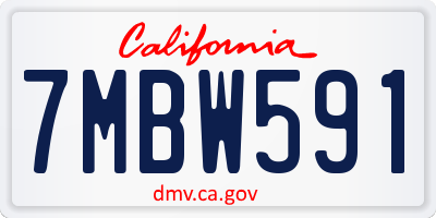 CA license plate 7MBW591