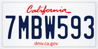 CA license plate 7MBW593