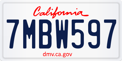 CA license plate 7MBW597