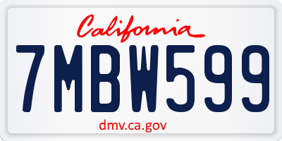 CA license plate 7MBW599