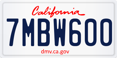 CA license plate 7MBW600