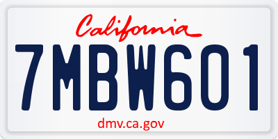 CA license plate 7MBW601