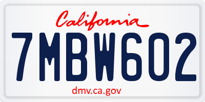 CA license plate 7MBW602