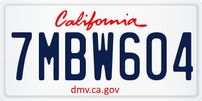 CA license plate 7MBW604