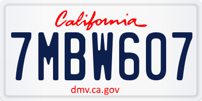 CA license plate 7MBW607