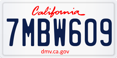 CA license plate 7MBW609