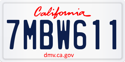 CA license plate 7MBW611