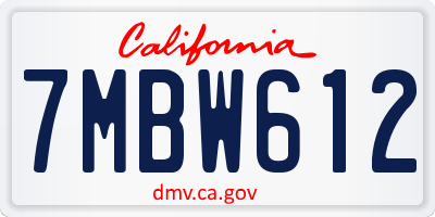 CA license plate 7MBW612