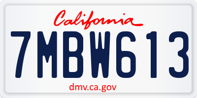 CA license plate 7MBW613