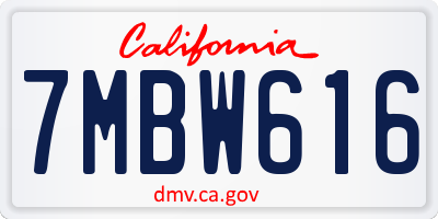 CA license plate 7MBW616