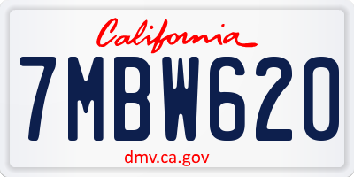CA license plate 7MBW620