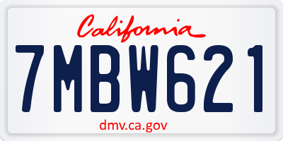 CA license plate 7MBW621