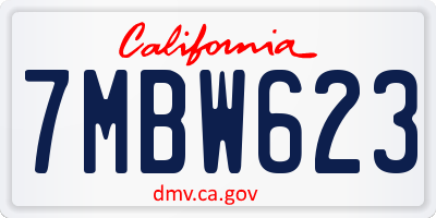 CA license plate 7MBW623