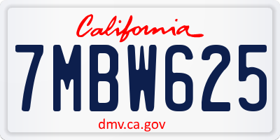 CA license plate 7MBW625