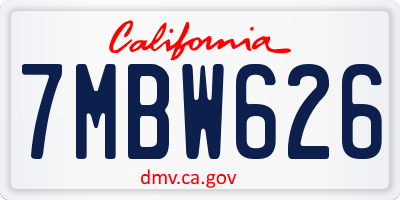 CA license plate 7MBW626