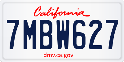 CA license plate 7MBW627